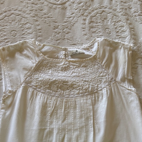 Banana Republic White Embroidered Lined Short Cap Dress Gently Loved No Size